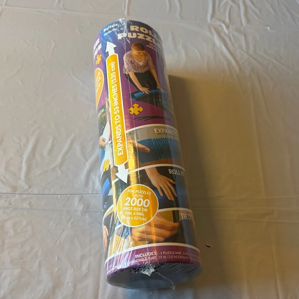 Roll-Up Puzzle Mat in Blue - Puzzle Saver